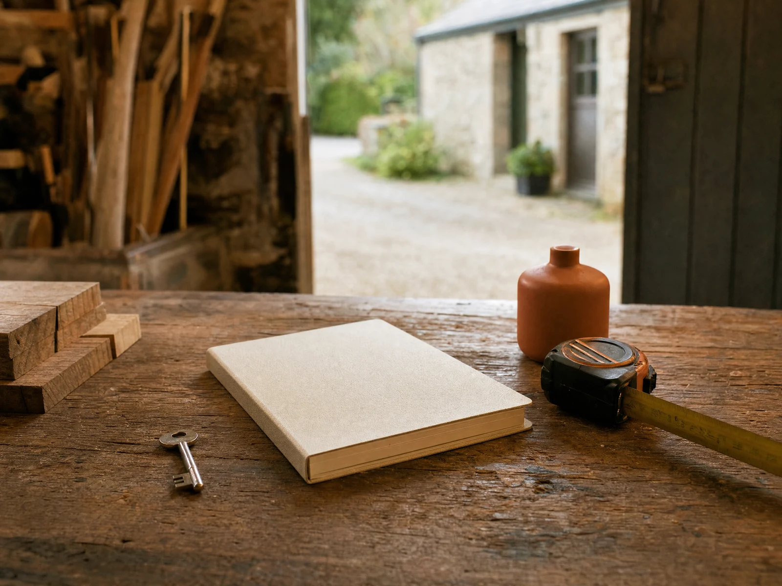 Illustrative workbench and home repair materials